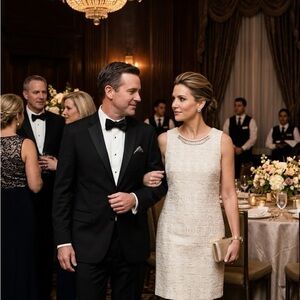 Vince Camuto Cream Dress with Silver Accents